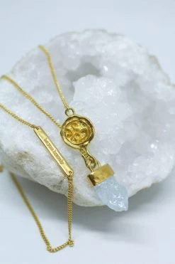 Om & Ah London - US Aquamarine 'Be You Bravely' Necklace