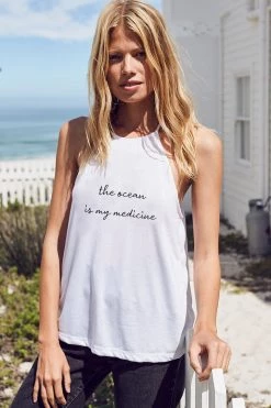 Om & Ah London - US Tanks "Ocean" Flowy High Neck Tank