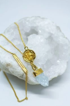 Om & Ah London - US Aquamarine 'Be You Bravely' Necklace