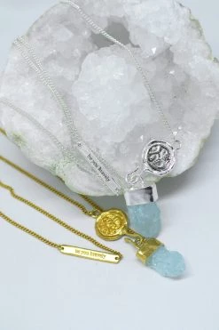 Om & Ah London - US Aquamarine 'Be You Bravely' Necklace