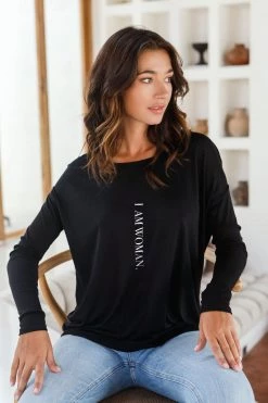Om & Ah London - US "I Am Woman" Long Sleeve Tee