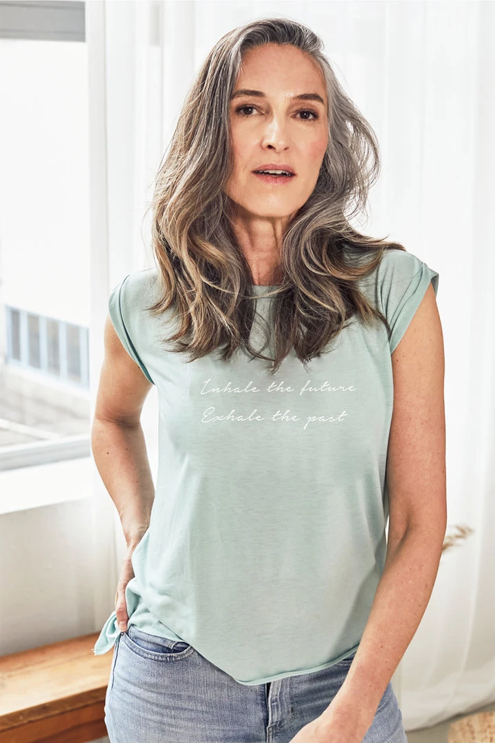 Om & Ah London - US "Inhale, Exhale" Roll Tee SHOP BY COLLECTION 4 Om & Ah London - US "Inhale, Exhale" Roll Tee SHOP BY COLLECTION