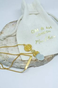 Om & Ah London - US Aquamarine 'Be You Bravely' Necklace